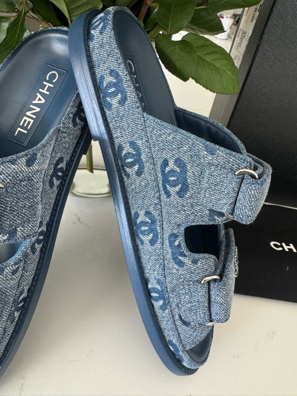 CHANEL Denim Dad Slides (Mule) - Blue SZ 37 from 25P Collection (Full Set) - Picture 5 of 12
